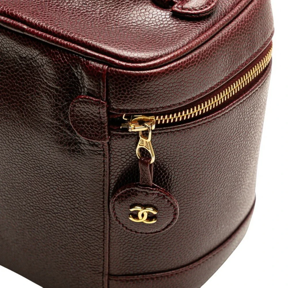 CHANEL Caviar Leather Logo Vanity Bag